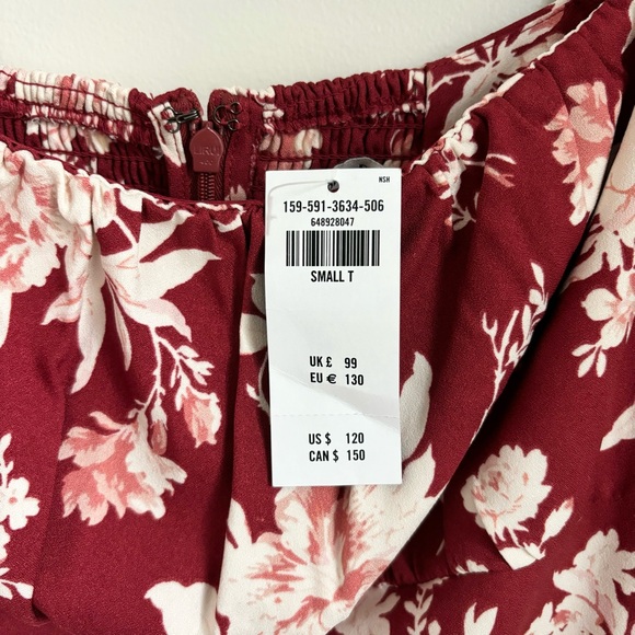 Abercrombie & Fitch Burgundy Floral Smocked Off Shoulder Mini Dress - Picture 6 of 8
